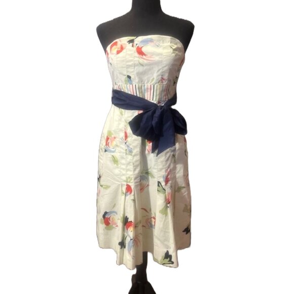 NWT Maeve Anthropologie Floral Strapless Mini Dress Yellow Sz 4 - Picture 3 of 11